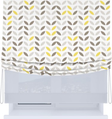 Римская штора «Кортин», день-ночь с мягкими складками, «Маленькие листочки»