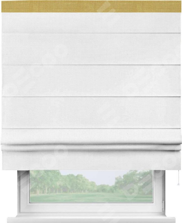 Римская штора «Кортин» с кантом Кинг, для проема, ткань лён белый