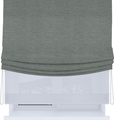 Римская штора «Кортин», день-ночь с мягкими складками, твид блэкаут серый