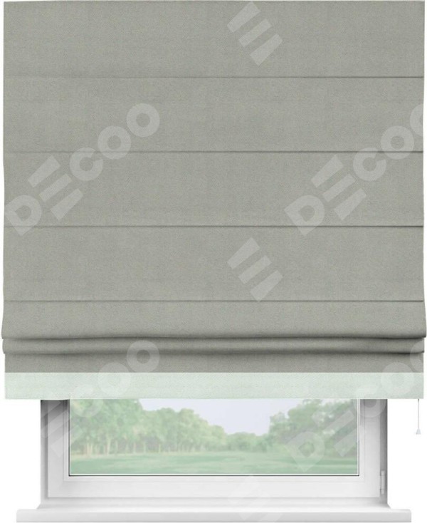 Римская штора «Кортин» с кантом Джестер, для проема, ткань блэкаут однотонный серый