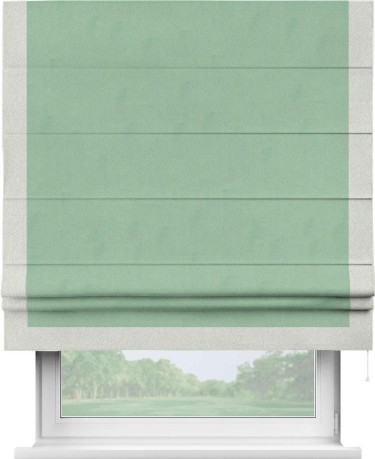 Римская штора «Кортин» для проема, блэкаут однотонный ментоловый с кантом Виктория