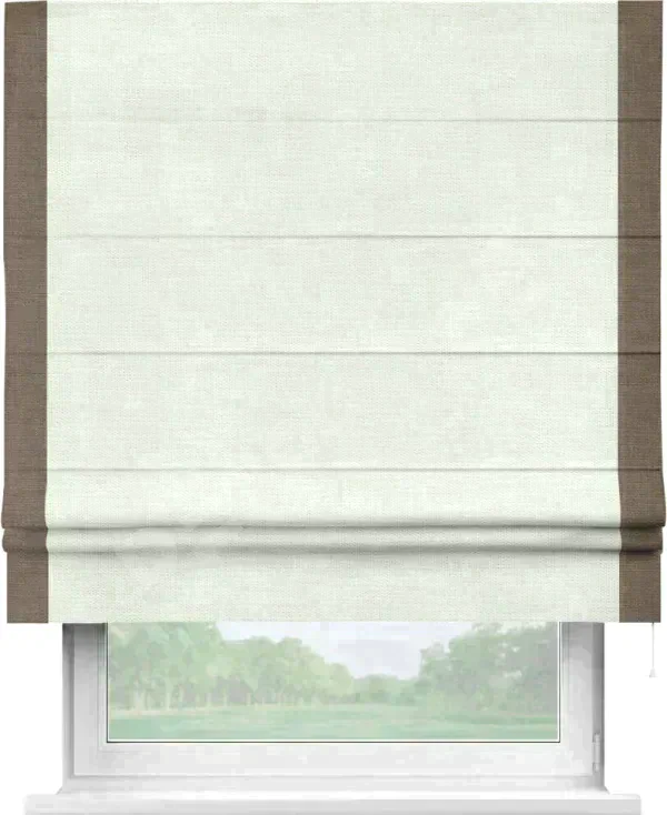 Римская штора «Кортин» с кантом Стрим Дуо, для проема, ткань лён молочный