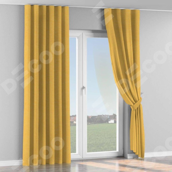 Комплект штор на тесьме «Волна», лён желтый