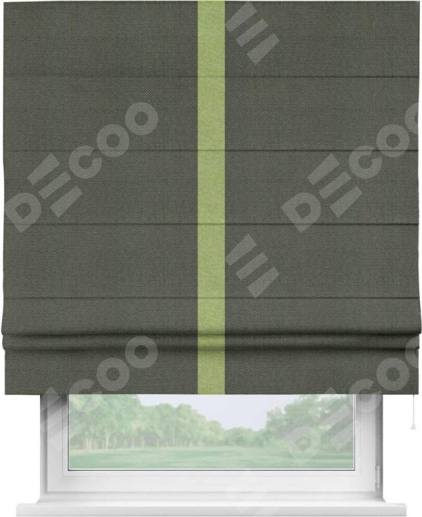 Римская штора «Кортин» с кантом Хайвэй, для проема, ткань лён димаут, графит