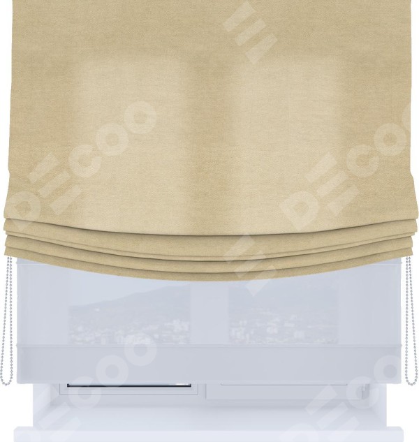 Римская штора «Кортин», день-ночь с мягкими складками, вельвет бежевый