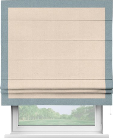 Римская штора «Кортин» с кантом Чесс, для проема, ткань блэкаут с блеском розовая пудра