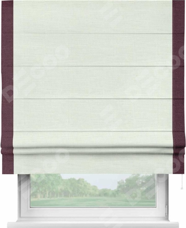 Римская штора «Кортин» с кантом Стрим Дуо, для проема, ткань лён молочный