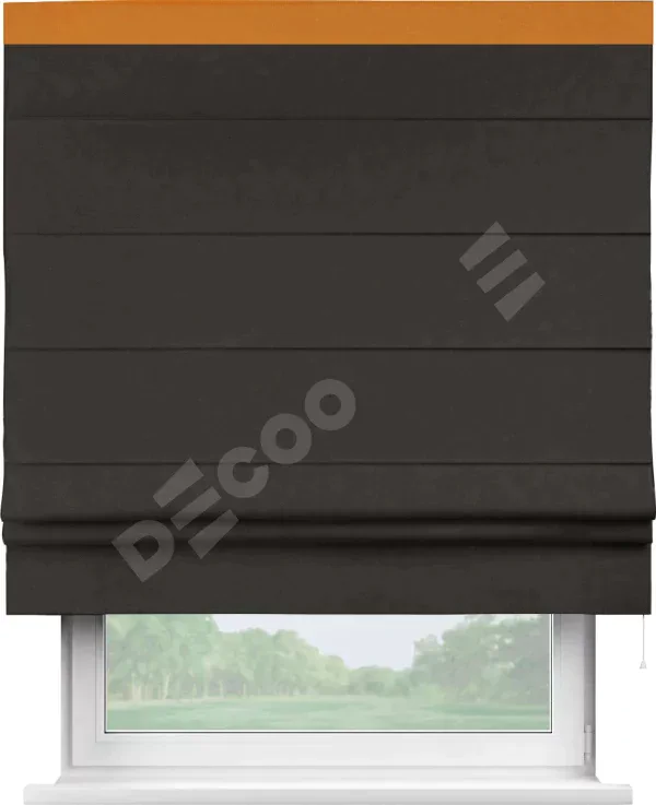 Римская штора «Кортин» для проема, канвас тёмно-коричневый, с кантом Кинг