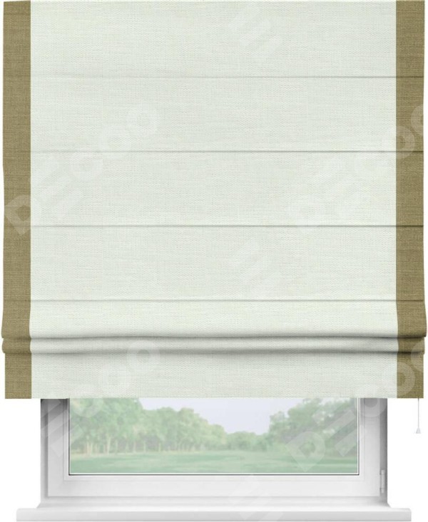 Римская штора «Кортин» с кантом Стрим Дуо, для проема, ткань лён молочный